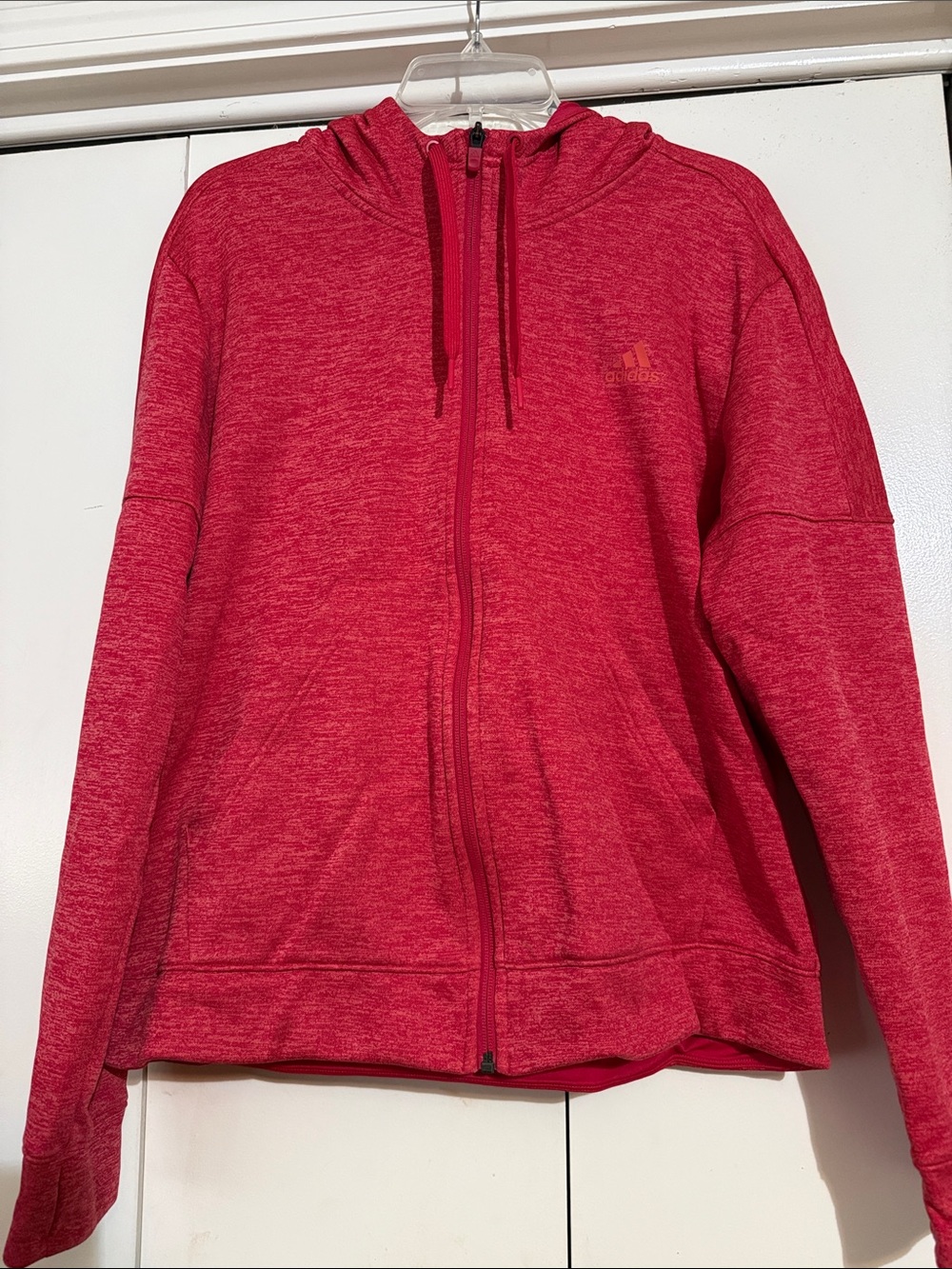 adidas Women's Heather Red Full-Zip Hooded Jacket